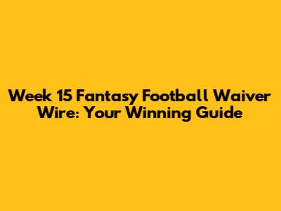 Week 15 Fantasy Football Waiver Wire: Your Winning Guide