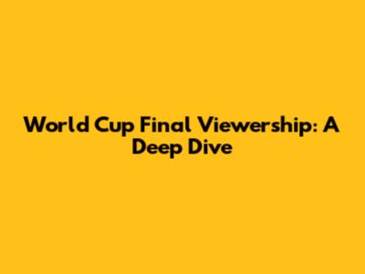 World Cup Final Viewership: A Deep Dive