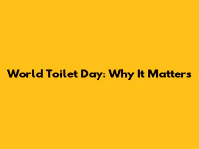 World Toilet Day: Why It Matters
