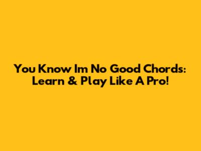 You Know I'm No Good Chords: Learn & Play Like A Pro!