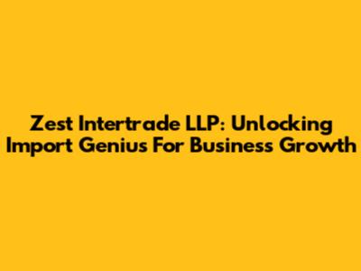 Zest Intertrade LLP: Unlocking Import Genius For Business Growth